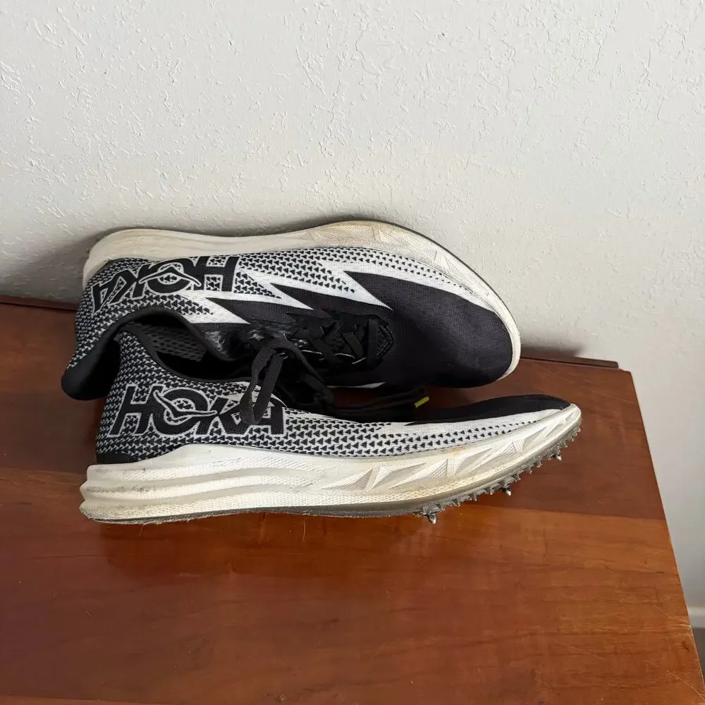 Hoka One One Crescendo MD Black White Athletic Sneaker w/ Spikes Womens 11